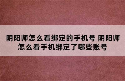 阴阳师怎么看绑定的手机号 阴阳师怎么看手机绑定了哪些账号